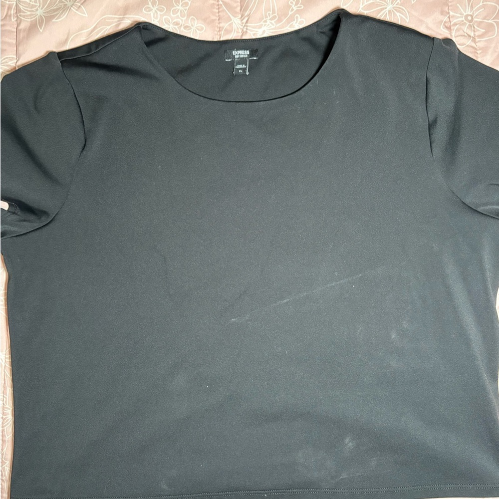 Express Women’s Black Short Sleeve Crewneck Top body contour